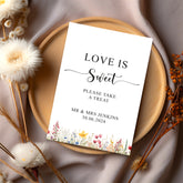 Personalised Wedding Love is Sweet Take a Treat Favours, Customised Table Sign