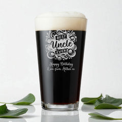 Personalised Engraved 1 Pint Beer Glass Gift For Uncle