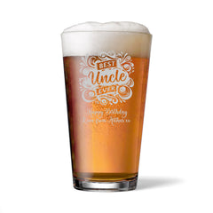 Personalised Engraved 1 Pint Beer Glass Gift For Uncle