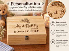 Personalised Large Boy's First Birthday Gift Keepsake Box Engraved Personalised Birthday Gift Raised Words