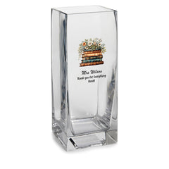 Personalised Teacher Flower Vase Gift With Floral Books