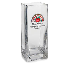 Personalised Teacher Flower Vase Gift Apple and Rainbow