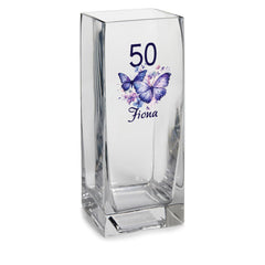 Personalised Birthday Flower Vase Gift Any Age With Butterfly 70th, 60th, 50th, 40th, 30th, 21st