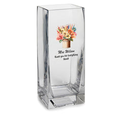 Personalised Teacher Flower Vase Gift With Floral Pencil Pot