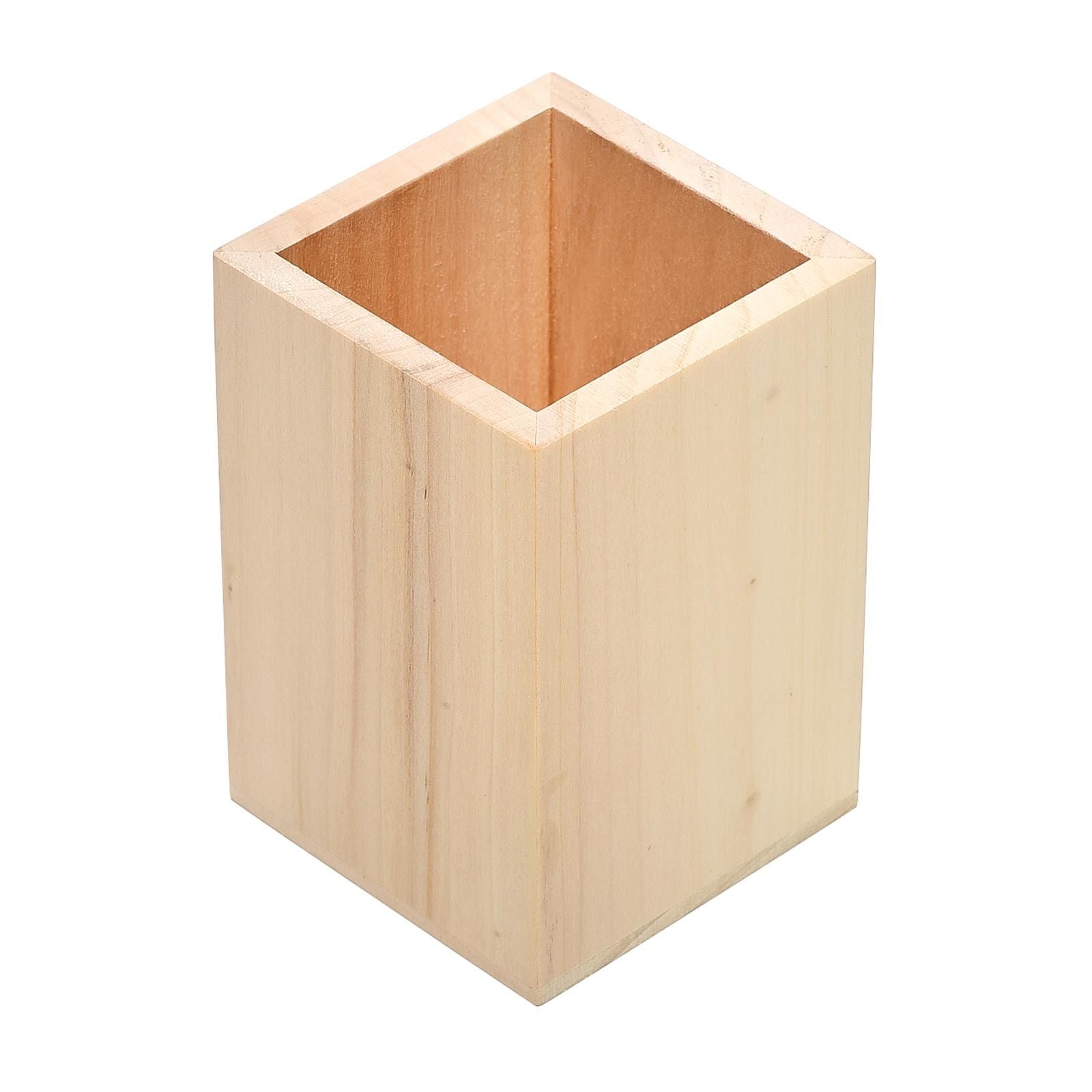 Wholesale Trade Pack of 4 - Plain Wood Pen / Pencil / Make-up Brush Pot or Holder Pencil Pot ukgiftstoreonline