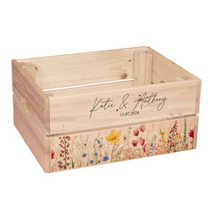 Personalised Wedding Crate, Wooden Wildflower Crate, Wedding Hamper Decor