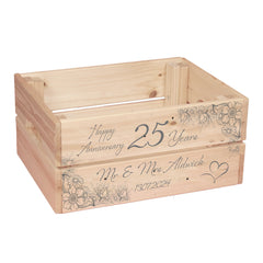 Personalised 25th Wedding Anniversary Crate, Wooden Crate, Wedding Hamper Gift