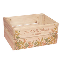 Personalised Leaf Design Wedding Crate, Wooden Crate, Wedding Hamper Decoration