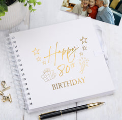80th Birthday Memory Scrapbook Album With Present Design Various Colours Available