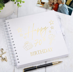 70th Birthday Memory Scrapbook Album With Present Design Various Colours Available