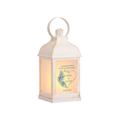 Personalised Engagement Lamp Lantern Night Light Gift Blue Palms Heart