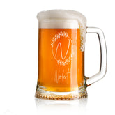 Personalised Script Monogram Wreath Birthday Beer Tankard Glass Gift For Him