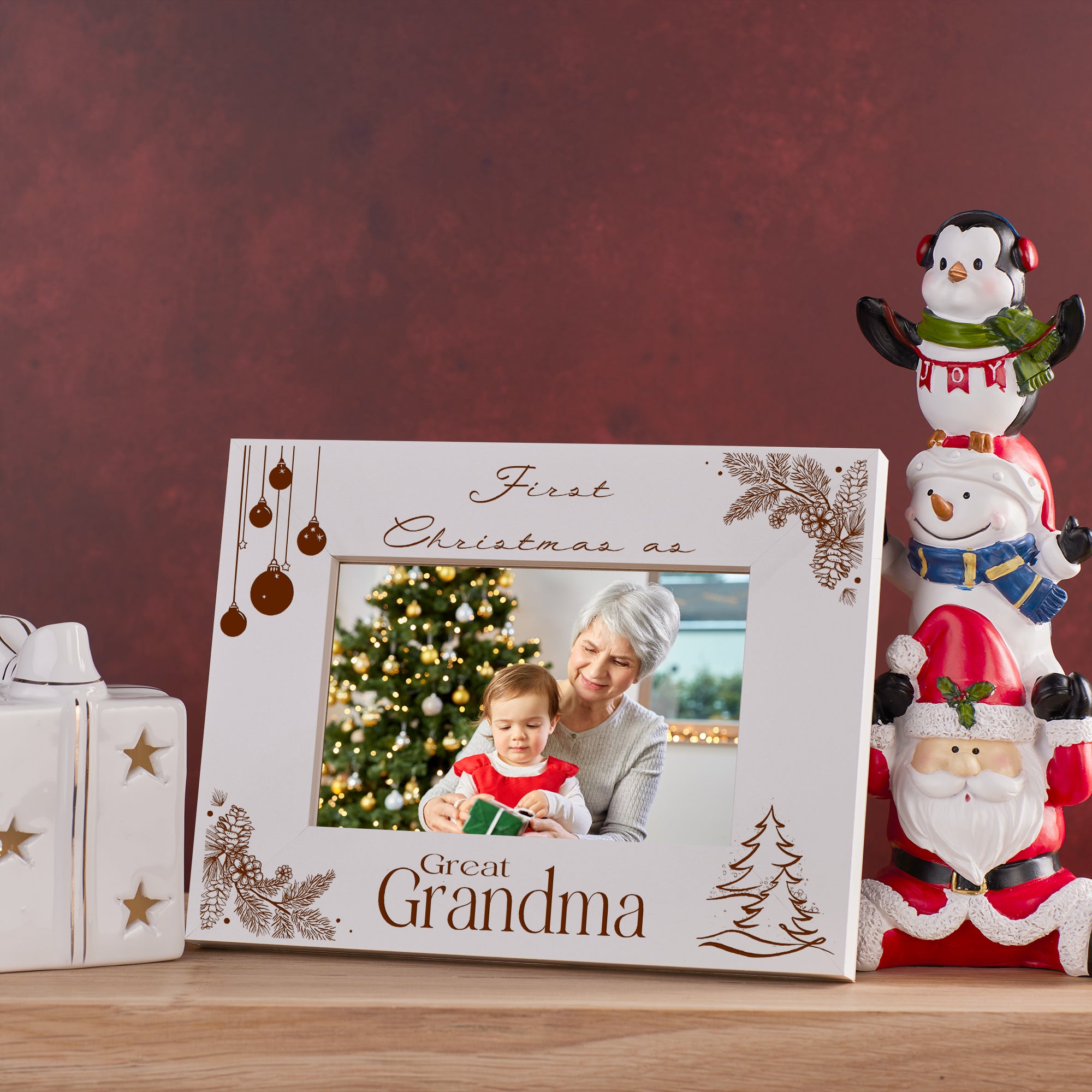 First Christmas As Great Grandma Photo Frame Gift Photo Frame ukgiftstoreonline White 6x4 Inch