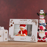 Personalised Baby's First Christmas Photo Frame In Brown or White
