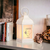 Personalised Engagement Lamp Lantern Night Light Gift Rose Gold Heart