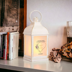 Personalised Engagement Lamp Lantern Night Light Gift Rose Gold Heart