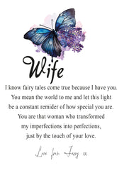 Personalised Wife Gift Beautiful Night Lamp With Wood Base and Sentiment