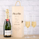 Personalised Wooden Wine/Champagne Box - Perfect Wedding & Anniversary Gift