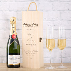 Personalised Wooden Wine/Champagne Box - Perfect Wedding & Anniversary Gift
