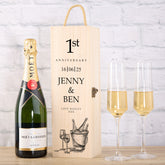 Personalised Wooden Wine or Champagne Box Gift For 1st Anniversary