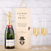 Father Of The Bride Gift Personalised Bottle Box Wedding Champagne Wine Top Hat Design