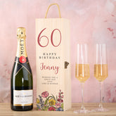 Personalised Wooden Wine or Champagne Box Gift For Her 60th Birthday