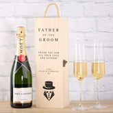 Father Of The Groom Gift Personalised Bottle Box Wedding Champagne Wine Top Hat Design