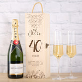 Personalised Engraved Birthday Wooden Wine or Champagne Box Gift 18th, 21st, 30th, 40th, 50th 60th, 70th