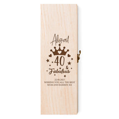 Personalised Wooden Wine or Champagne Box Fabulous 40th Birthday Gift