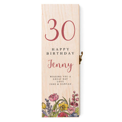 Personalised Wooden Wine or Champagne Box Gift For Her 30th Birthday