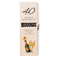 Personalised Colourful Wooden Wine or Champagne Box Gift 40th Birthday