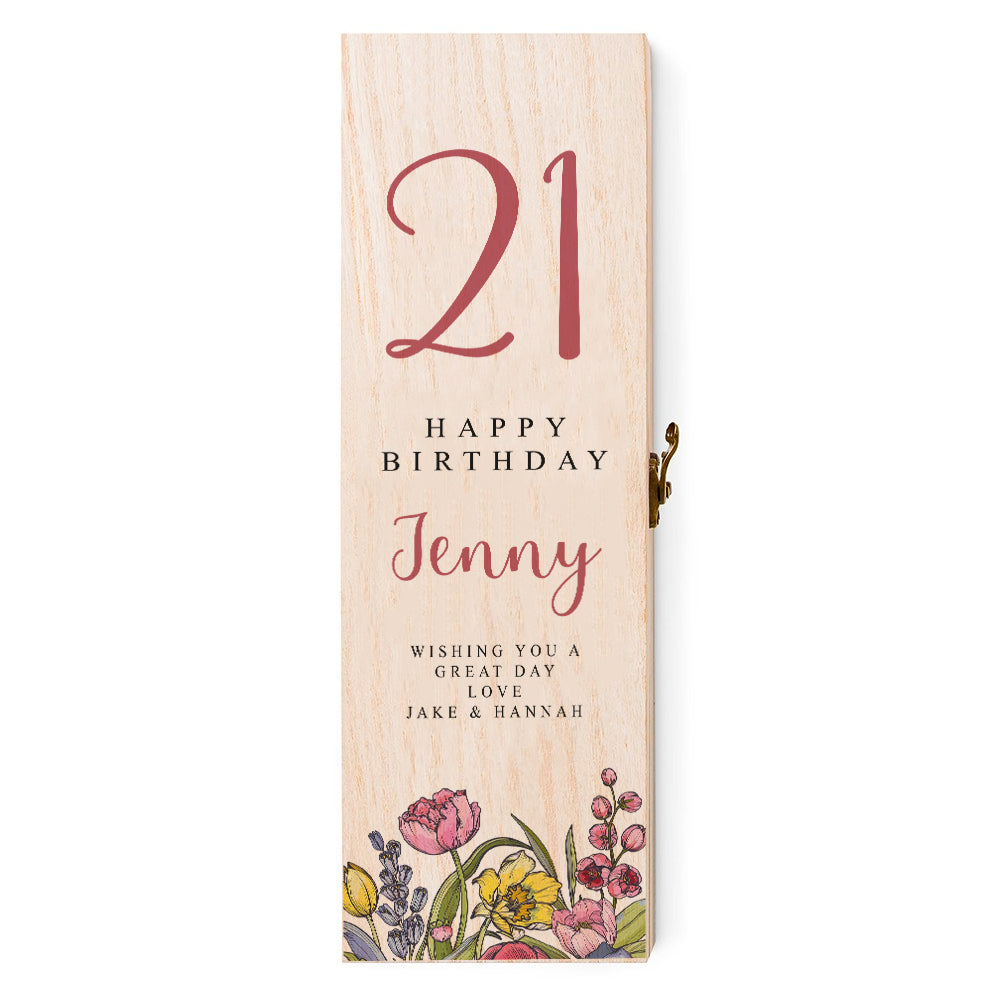 Personalised Wooden Wine or Champagne Box Gift For Her 21st Birthday Champagne Bottle Holder ukgiftstoreonline