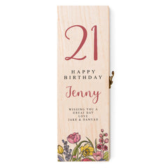 Personalised Wooden Wine or Champagne Box Gift For Her 21st Birthday