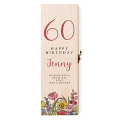 Personalised Wooden Wine or Champagne Box Gift For Her 60th Birthday