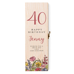 Personalised Wooden Wine or Champagne Box Gift For Her 40th Birthday