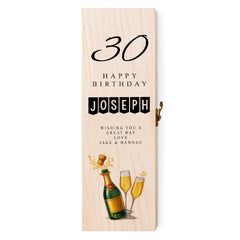 Personalised Colourful Wooden Wine or Champagne Box Gift 30th Birthday