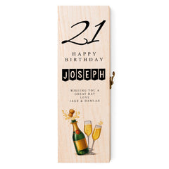 Personalised Colourful Wooden Wine or Champagne Box Gift 21st Birthday