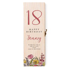 Personalised Wooden Wine or Champagne Box Gift For Her 18th Birthday