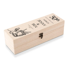 Personalised Wooden Wine or Champagne Box Gift For 50th Anniversary