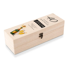 Personalised Colourful Wooden Wine or Champagne Box Gift 40th Birthday