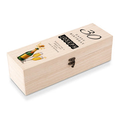 Personalised Colourful Wooden Wine or Champagne Box Gift 30th Birthday