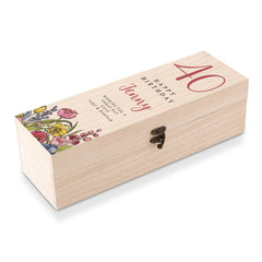 Personalised Wooden Wine or Champagne Box Gift For Her 40th Birthday