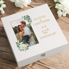 Personalised 50th Anniversary Couple Gift Custom Photo Anniversary Keepsake Box Wedding Day Memory Gifts