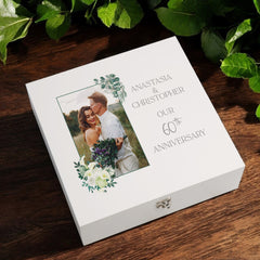 Personalised 60th Anniversary Couple Gift Custom Photo Anniversary Keepsake Box Wedding Day Memory Gifts