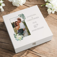 Personalised 60th Anniversary Couple Gift Custom Photo Anniversary Keepsake Box Wedding Day Memory Gifts