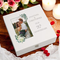 Personalised 25th Anniversary Couple Gift Custom Photo Anniversary Keepsake Box Wedding Day Memory Gifts