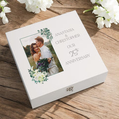 Personalised 25th Anniversary Couple Gift Custom Photo Anniversary Keepsake Box Wedding Day Memory Gifts