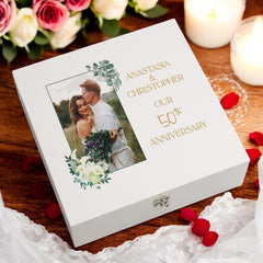 Personalised 50th Anniversary Couple Gift Custom Photo Anniversary Keepsake Box Wedding Day Memory Gifts