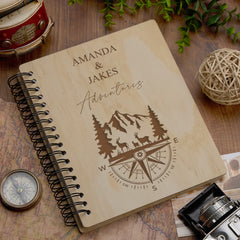 Personalised Large Engraved Adventures Holiday Travel Photo Album With Compass Design
