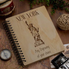 Personalised Large Engraved Wooden Photo Album New York Holiday